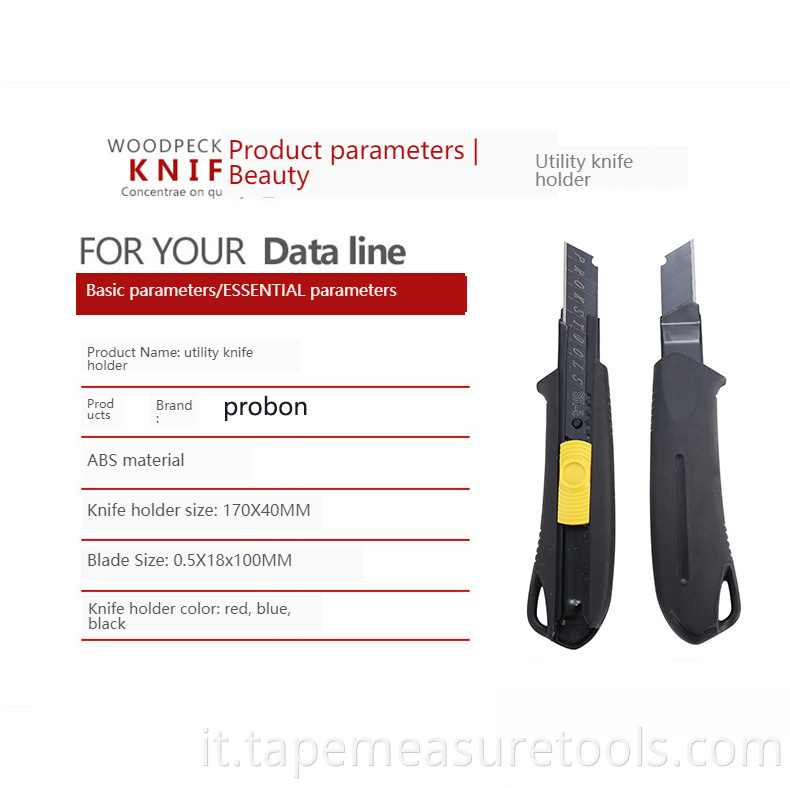 Coltello multifunzionale all-inclusive in gomma nera con lama da 18 mm